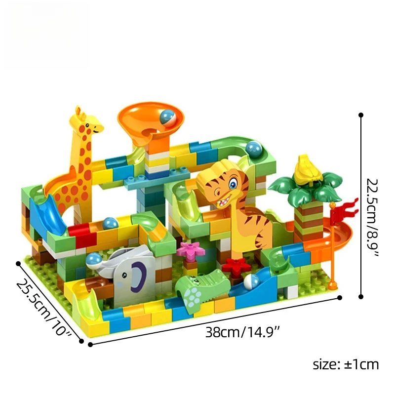 Assemble building block Marble Balls particles variety combination ball Race Run tracks educational children toys dinosaur slide