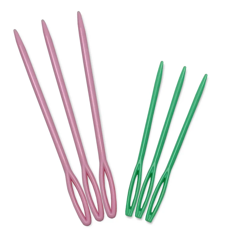 6PCS Colored Plastic Needles Wool Knitting Tools Plastic Large Eye Needle Hand Sewing Accessories Household Knitting Needles TMZ