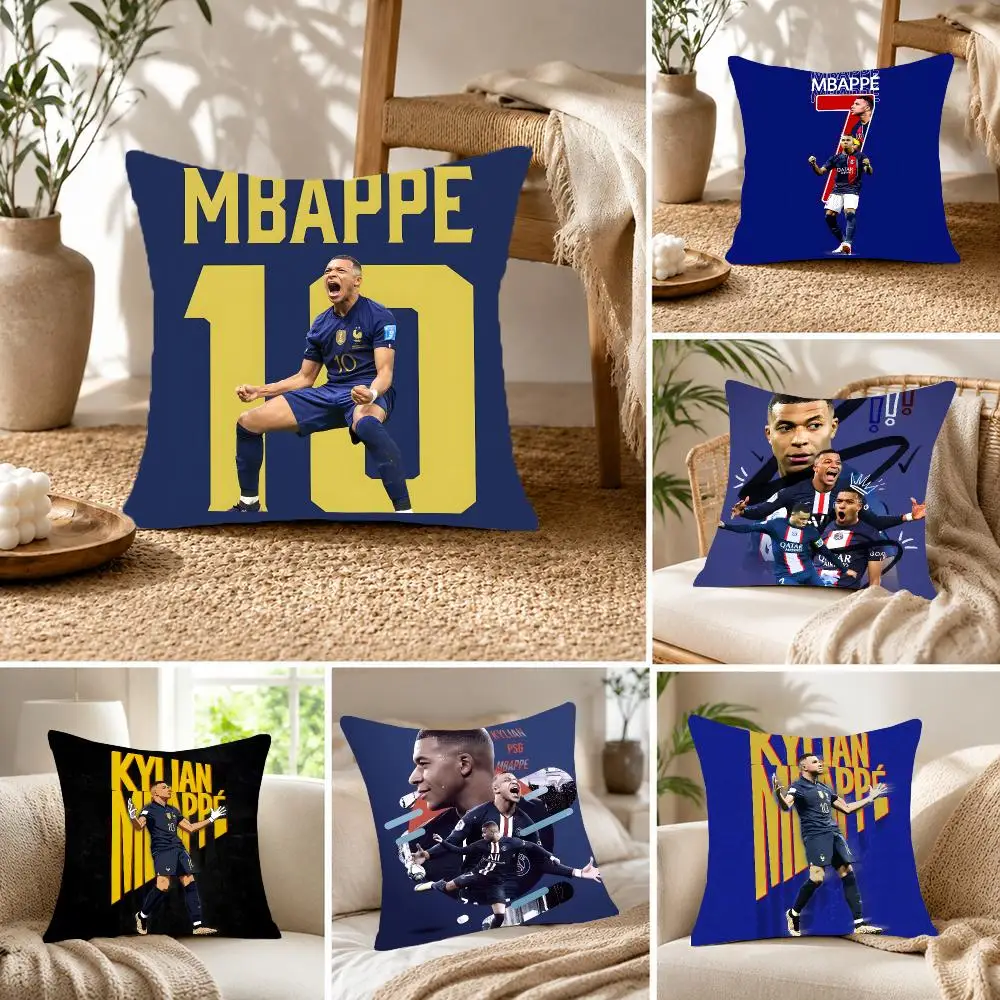 Famous athlete Kylian Mbappe Cushion Cover Fluffy velvet Nordic style plush Living room sofa decorative