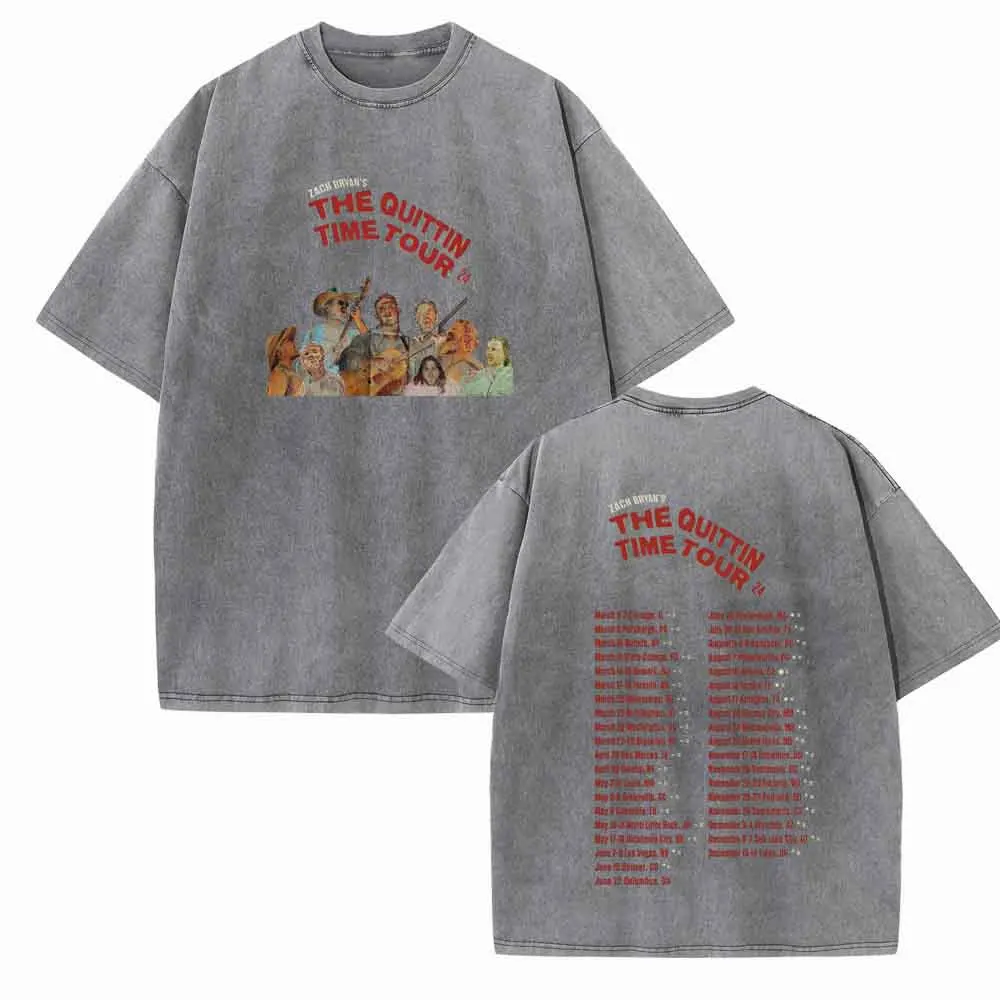 Zach Bryan The Quittin Time Tour 2024 Shirts Vintage Harajuku Summer  Unisex O-Neck Short Regular  Sleeve Cotton T-Shirts