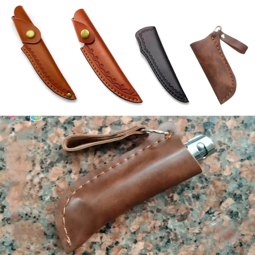 Leather Sheath Holder Knife Sheath Holster Camp Outdoor Carry Flashlight Case Straight Knife Tool Belt Loop Case