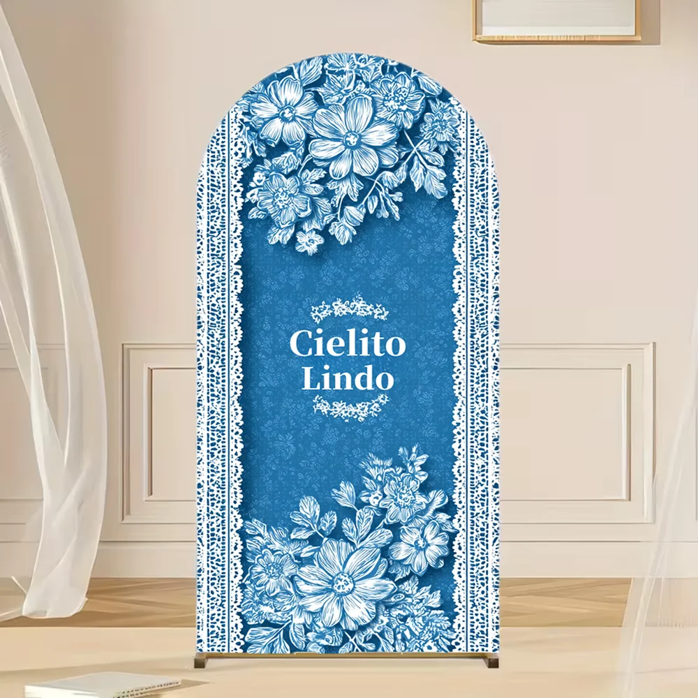 

Custom 2-Sided Blue Cielito Lindo Birthday Mexican Fiesta Wedding Bride Shower Covers Arch Background Decor Backdrop