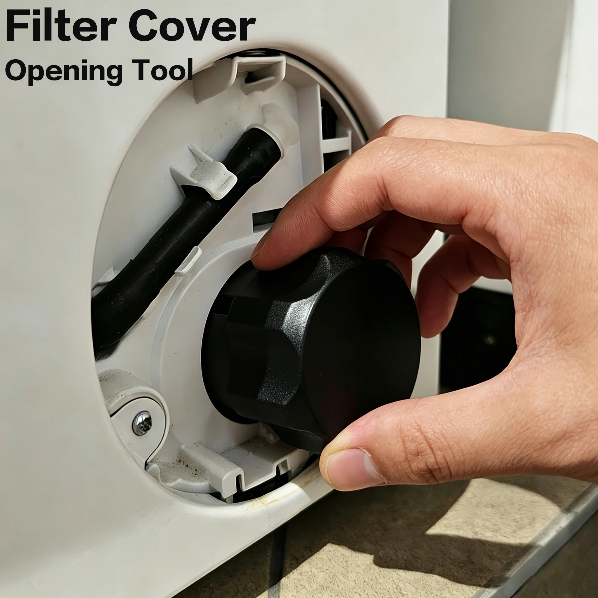 Washing Machine Drain Pump Filter Cover Opening Tool, Washing Machine Drain Port Opener, Ergonomic Grip, Washing Machine Drain Pump Filter Tool with Ergonomic Handle and Easy-Open Wrench, Suitable for Washing Machine Maintenance, Drain Pump Filter Cover Removal, and Appliance Repair, DIY Filter Operation Tool, Non-Electric