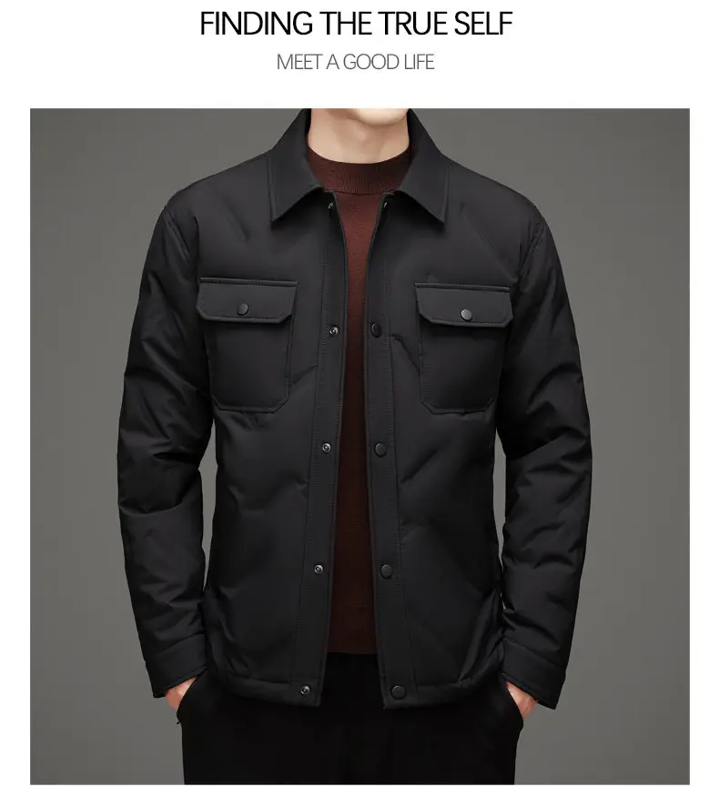 Men's 50% White Duck Down down coat 2026 winter turndown collar warm Down Jackets men fashion light and thin Jacket M-4XL