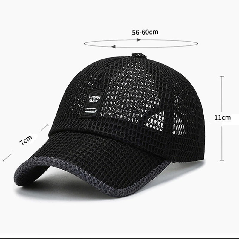 Hollow Out Mesh Baseball Cap Men Large Brim Quick-Drying Sun Visors Summer UV Protection Beach Hat Outdoor Sport Tennis Golf Cap