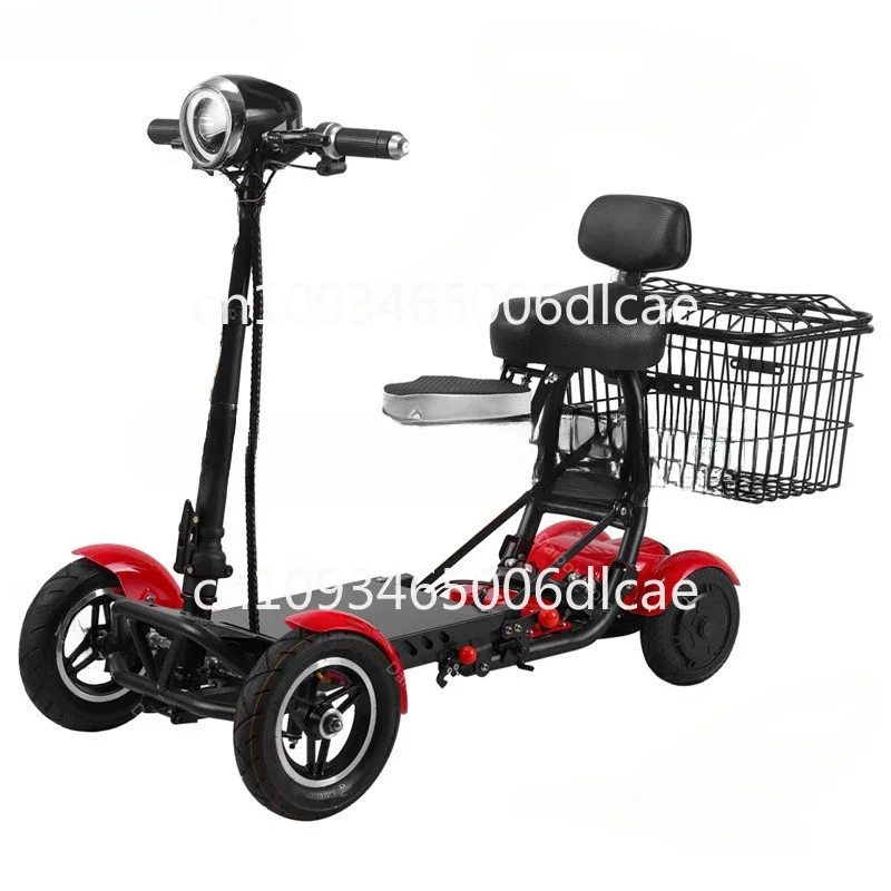 Foldable Four Wheel Electric Scooter for Old People Seniors Travel Folding Mobility Scooter 4 Wheels 250W Dual Motor Protable