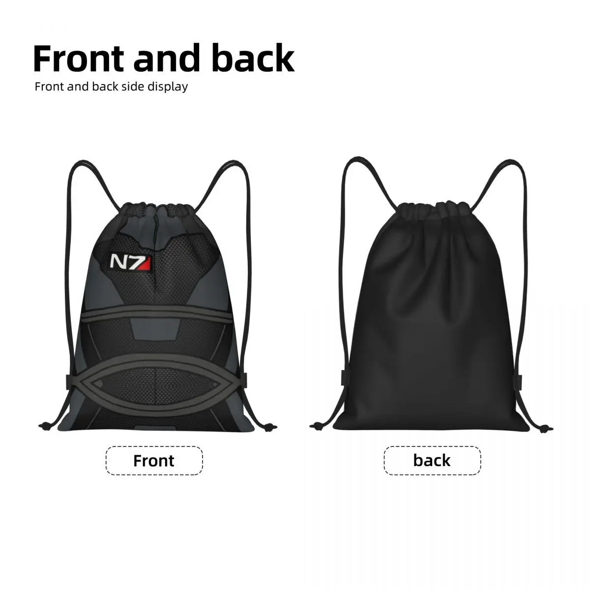 Custom Mass Effect N7 Armor Drawstring Backpack Bags Lightweight Alliance Military Video Game Gym Sports Sackpack Sacks for Yoga