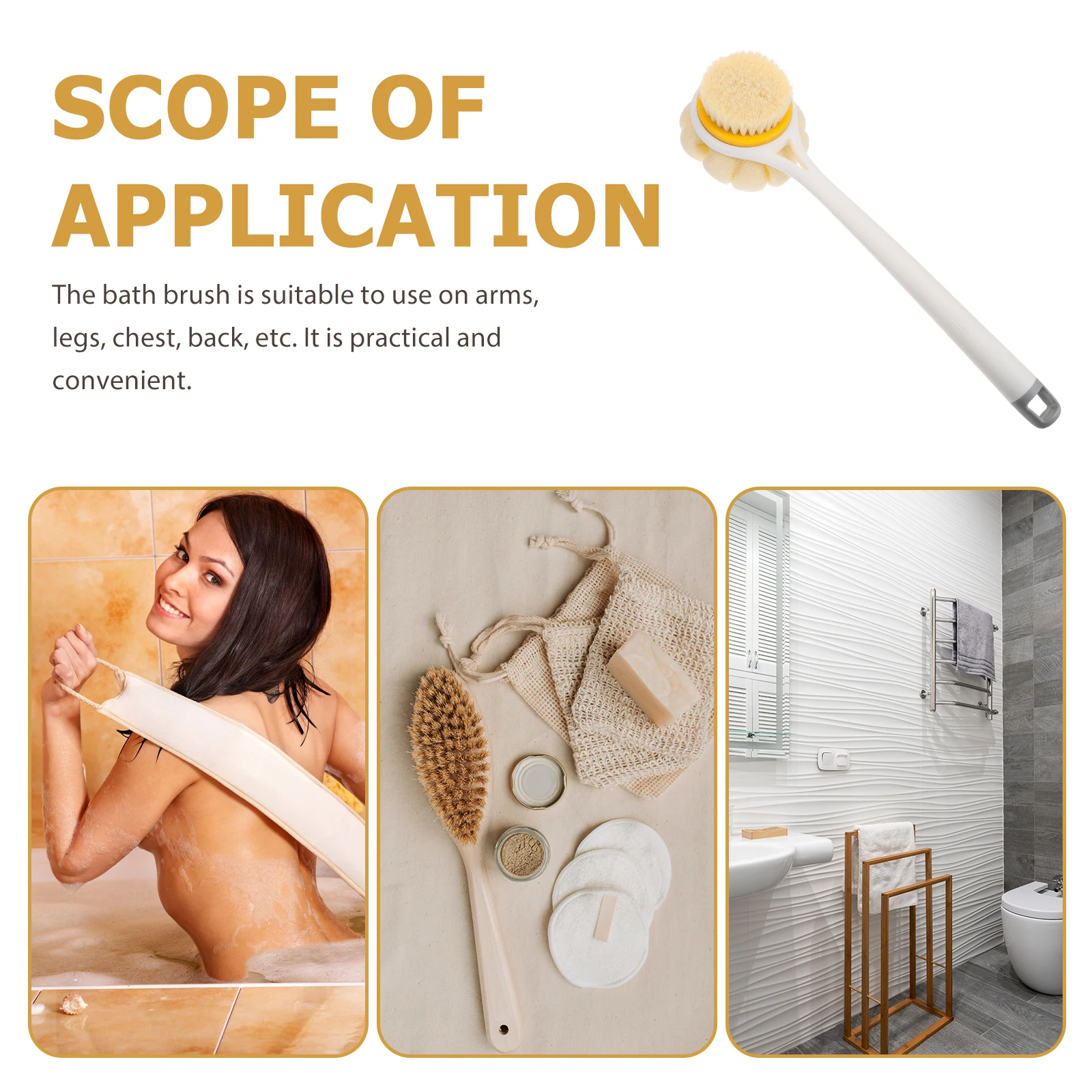 

1pc Long Handle Back Scrubbing Brush Sponges Body Scrubber Exfoliating Cleaning Pink Durable Bath Ball Hanging Hole