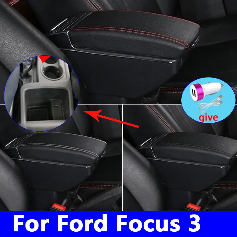 

Для Ford FOCUS 3, подлокотник для Ford Focus III MK3, автомобильный подлокотник, ящик для хранения, внутренние специальные детали для модернизации, автомобильные аксессуары