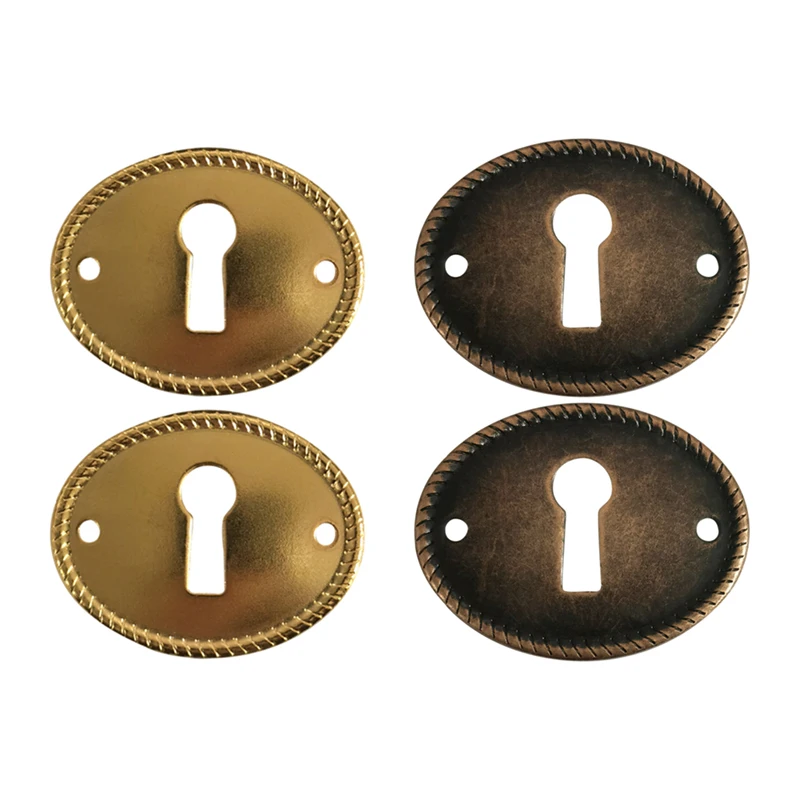 2Pcs Keyhole Cover Plate Oval Key Escutcheon Insert Decor Furniture Accessories Zinc Alloy Vintage Door Drawer Plates 35*27mm