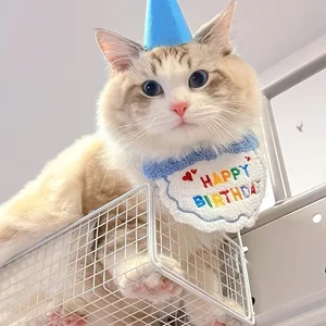 Adorable dog cat dog puppy Birthday hat & bandana cat dog accessories for birthday supplies for pets 6 Main Sales Banda for Dog - №2