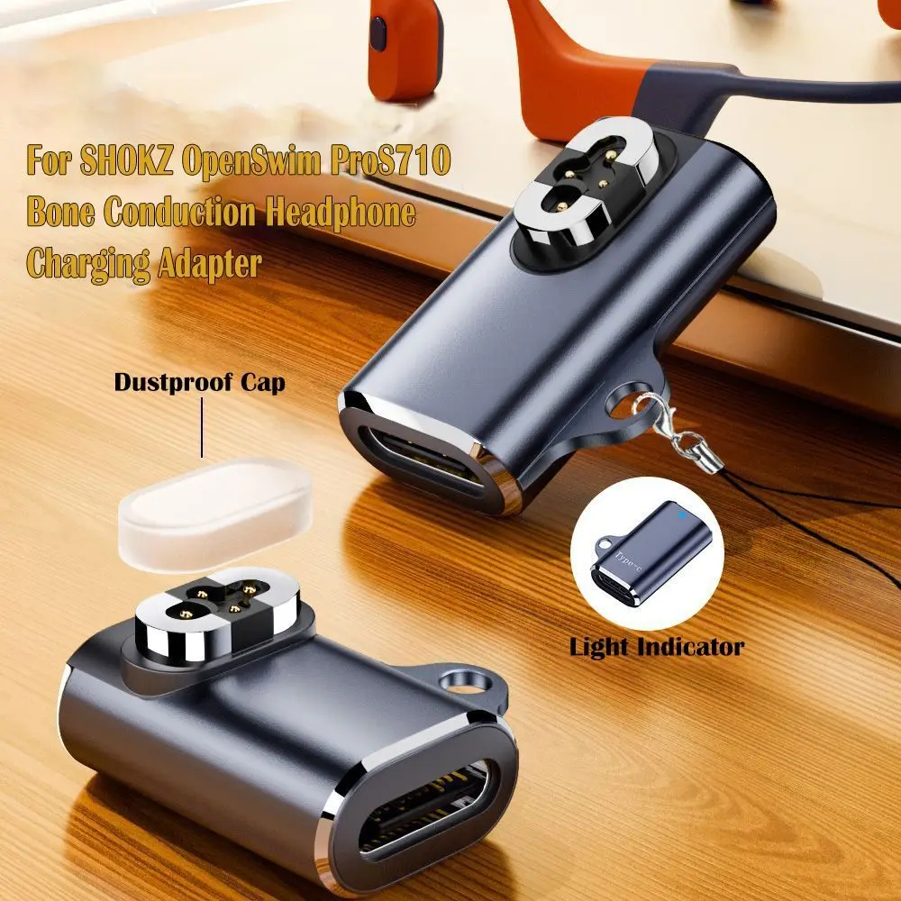 Bone Conduction Headphone Charging Adapter 90 Degree Bending Indicator Light Magnetic Charger for Shokz OpenSwim Pro S710
