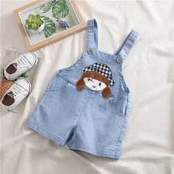 IENENS Summer Baby Girls Overalls Kids Clothes Short Trousers Toddler Infant Rompers Denim Shorts Jeans Dungarees 0-3Y