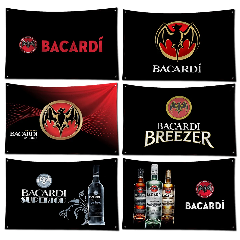 3x5 Ft Liquor Flag Polyester Digital Printing Banner B-bacardis for Garage Wall Art Out Door Decoration With Brass Grommets