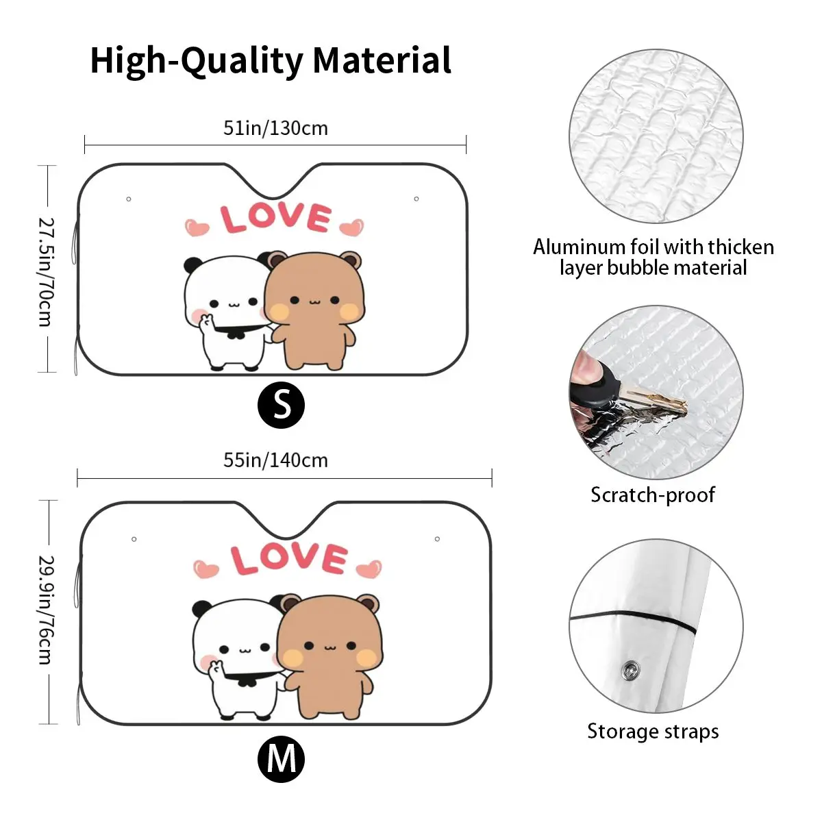 Bear And Panda Bubu Dudu Balloon Sunshade Windscreen Car Front Windshield Window Sun Visor Accessories Covers view 3