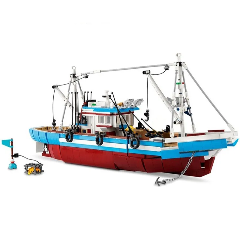 NEW 1609PCS Hot Selling Moc City Port Modular Fishing Boat Model DIY creative ideas Children Toy Gift technology Building Blocks