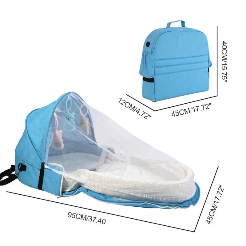 Portable Travel Baby Nest with Mosquito Net, Foldable Multifunctional Baby Bed