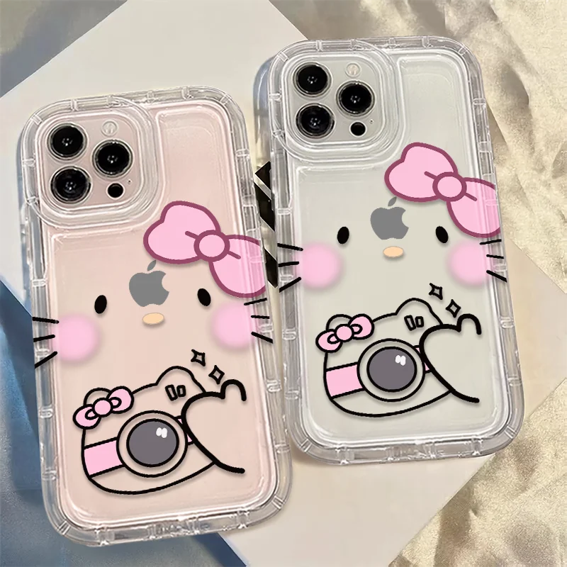 kawaii hello kitty cartoon Clear Case for Samsung Galaxy S10 S20 S20 S21 S21 S22 S23 S24 S25 FE Ultra Plus 5G Shockproof Cover