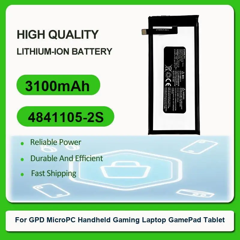 Replacement Tablet Battery For GPD MicroPC Handheld Gaming Laptop GamePad Tablet 4841105-2S 3100mAh