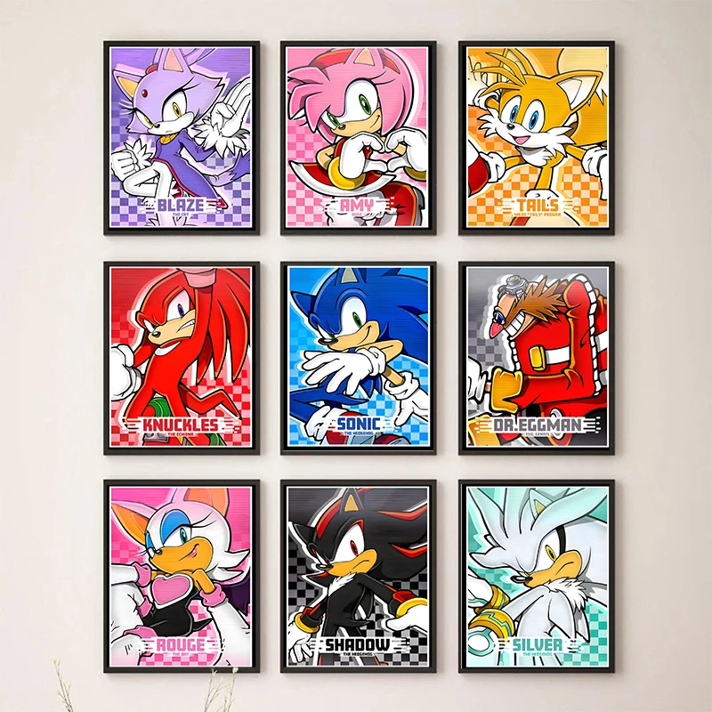 Classic Anime Poster S-Sonic Characters Poster Canvas Painting Prints Wall Art Modern Living Room Bedroom Club Home Decor Gifts