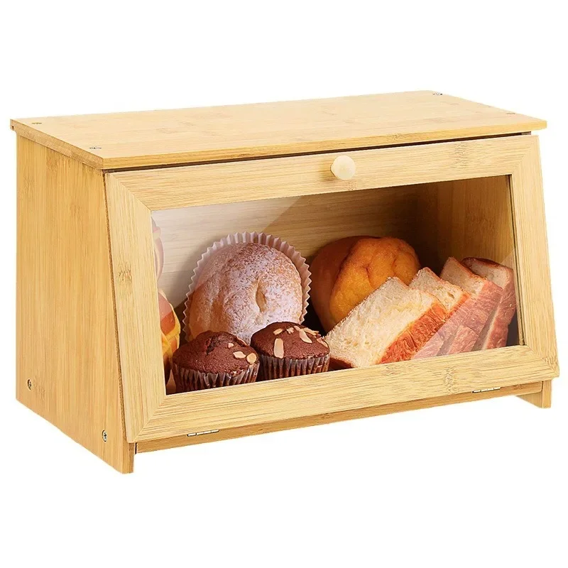 Bread Box Bamboo Baking Pastry Locker Cake Dessert Dust Cover Transparent Rectangle Food Storage Box