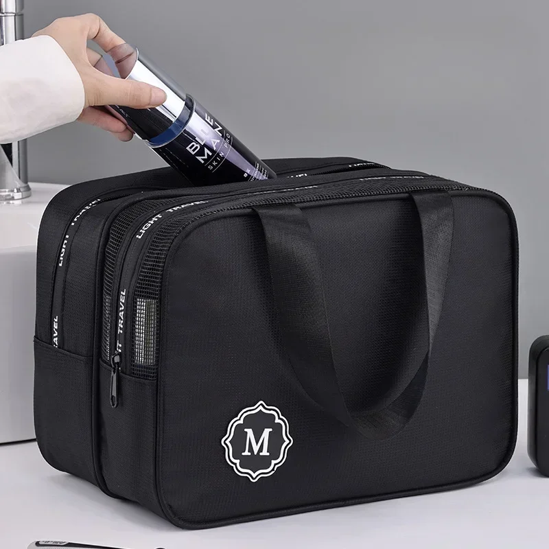 Neue Kosmetiktasche mit großer Kapazität, Trocken-Nass-Trennung, doppellagig, Reiseutensil, tragbarer Kosmetik-Organizer