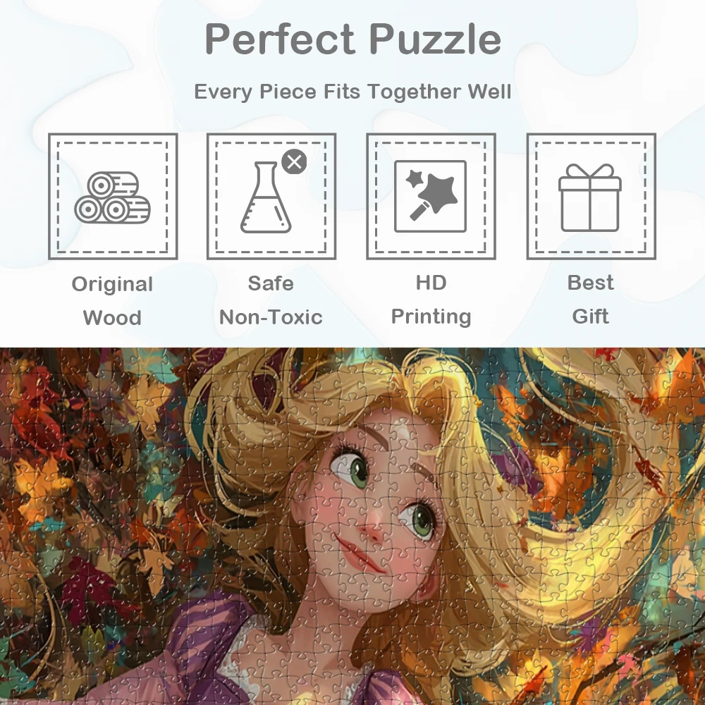 Rapunzel Autumn Breeze Unique Design Puzzle Vibrant Colors Forest Fallen Leaves Jigsaw Puzzles DIY Family Game Educational Toys