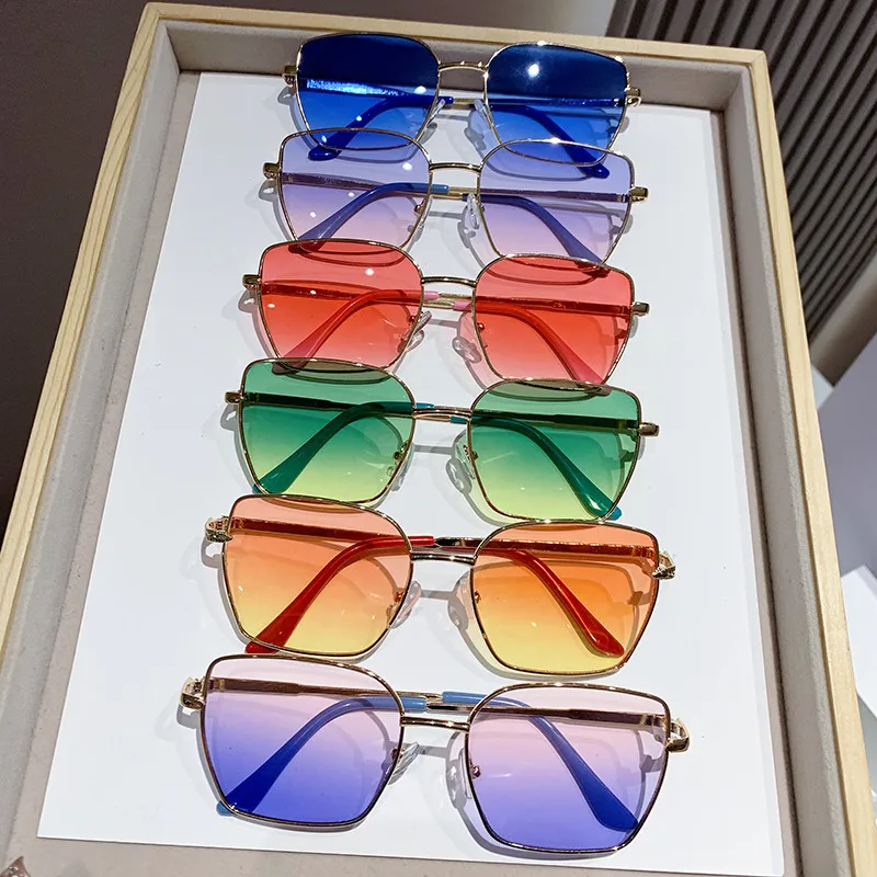 Gafas De Sol cuadradas con marco De Metal Vintage para mujer y hombre, gafas De Sol rectangulares, gafas De Sol para hombre y mujer