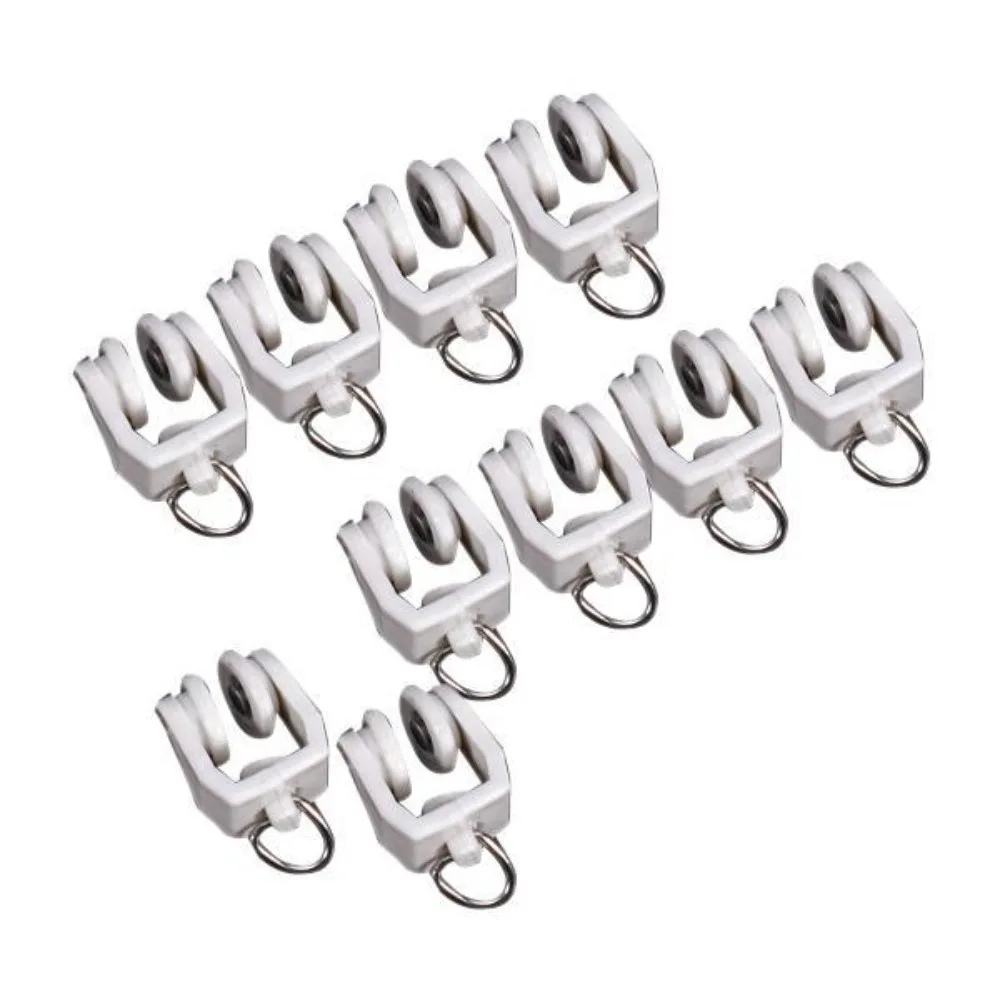 10Pcs Bendable Sliding Hanging Curved For Windows Shower Curtain Drapery Hook Slider Curtain Track Curtain Wheel