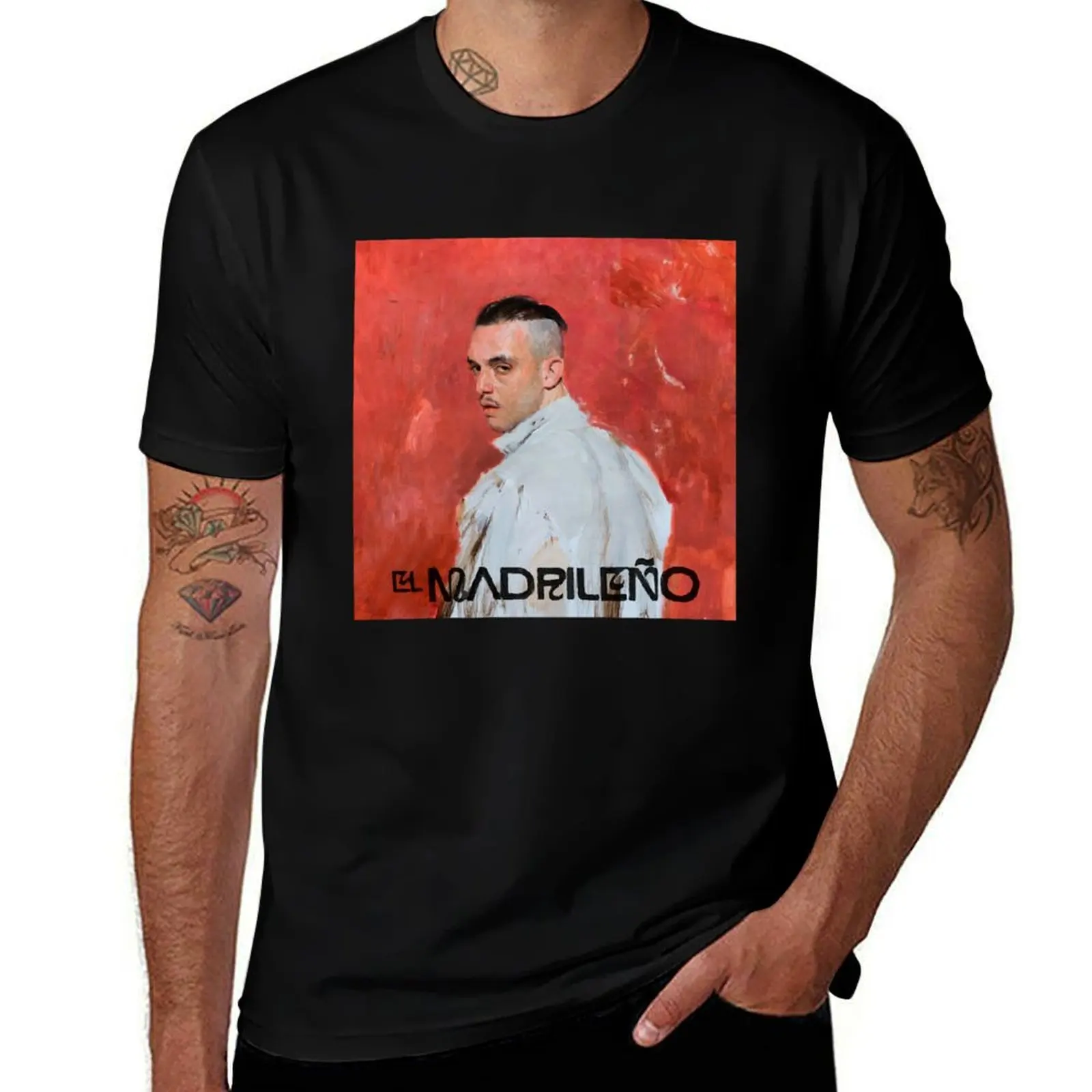 El madrile?o portada - C. Tangana Camiseta camisetas camisetas de diseñador para hombre Camiseta divertida de algodón