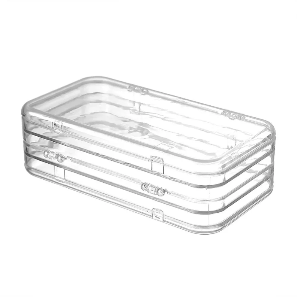 Transparent 3 Folds Nails Storage Box 3 Layer Space Saving Artificial Nail Display Organizer Square Dust Proof