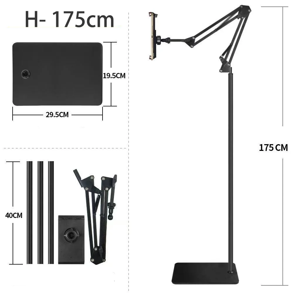 360 °   Tablet-vloerstandaard Vloerstaande houder voor mobiele telefoons Statiefstandaard Draaibare houder voor 4-12,9 inch iPad iPhone