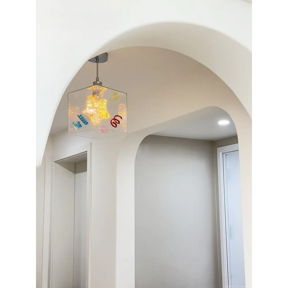 Creative Memphis Mid-Century Glass Mini Pendant, Long Cord Hanging Lamp for Bedroom Headboard,Hallway & Balcony Ambient Lighting