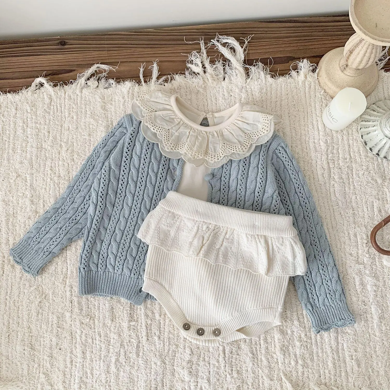 2026 Spring Casual Children Sweater Pink Cable Knit Openwork Scalloped Neck Cardigan for 6M-4T Girls Soft Kids Clothes 4 2026 Spring Casual Children Sweater Pink Cable Knit Openwork Scalloped Neck Cardigan for 6M-4T Girls Soft Kids Clothes 4