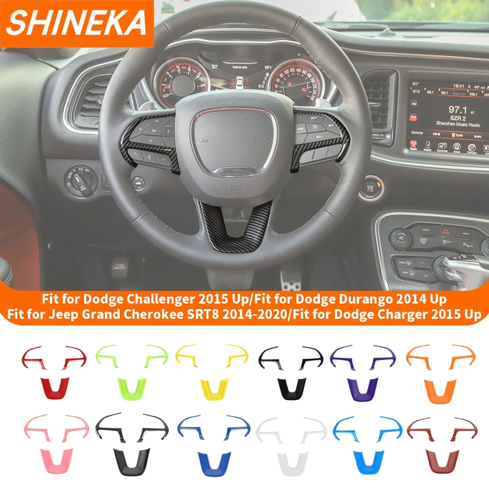 Car Steering Wheel Decoration Cover for Dodge Challenger/Charger 2015+ for Durango 2014+ for Jeep Grand Cherokee SRT8 2014-2018