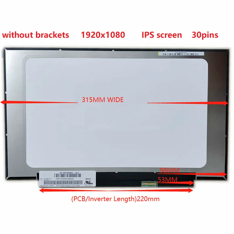 

14.0" FHD 30PINS IPS matrix NV140FHM-N4H/N3B/N4B/N48 N140HCA-EAC/EBC B140HAN04.5 B140HAN04.0 LCD LED Screen 1920x1080