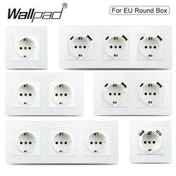 Wallpad EU Standard Single Power Socket Touch Switch Usb Wall Sockets Double Triple Wall Quadruple Glass Sockets