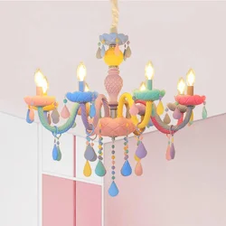 American Crystal Vanity Pendant Light Luxury Candle Chandelier Living Dining Room Girl Children's Bedroom Decor Led Hanging Lamp