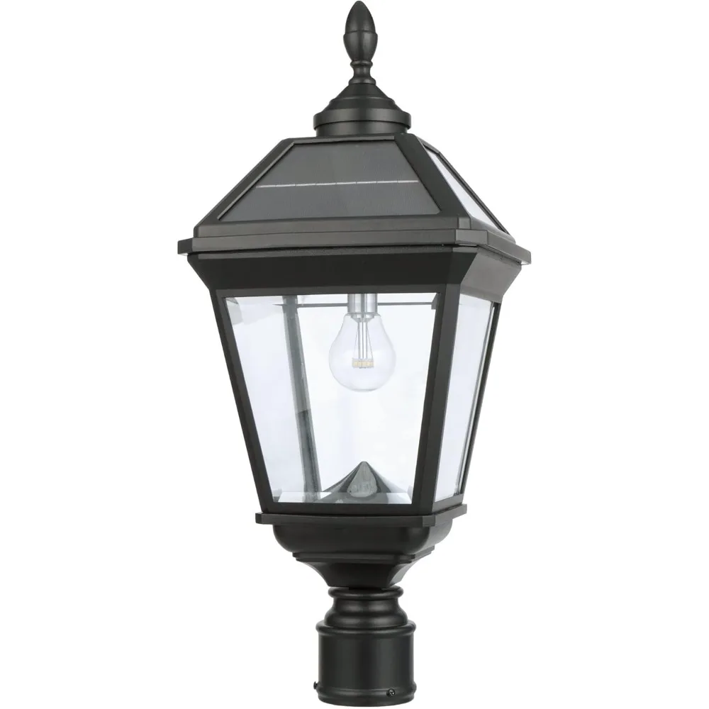 Lâmpada V2 para poste de lâmpada solar externa, alumínio preto, lâmpada única com ajustador de 3 polegadas para postes de lâmpada