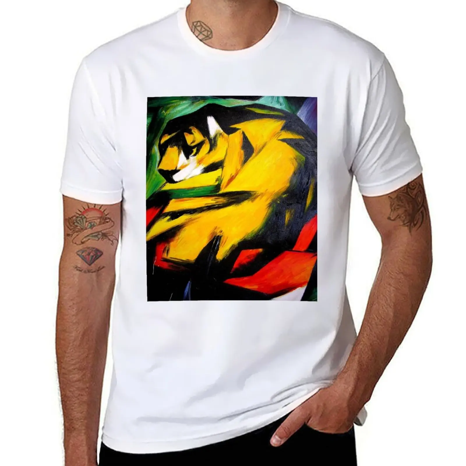 

shirts custom cotton graphic men shirt shirt by art luxury 100% t mens franz marc print T-Shirt brand t t