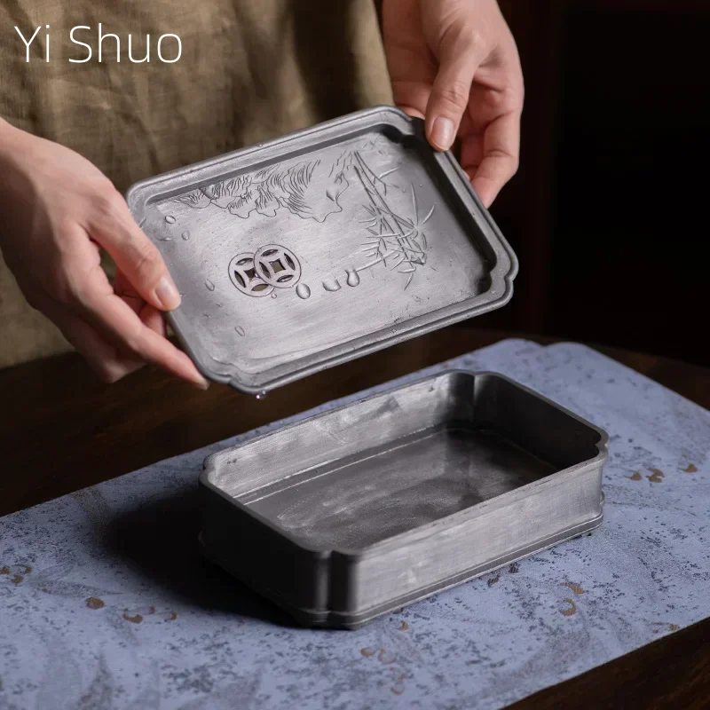 Ancient Tin Pot Draining Teapot Platform Retro Japanese Style Kung Fu Tea Tray Building Water Water Drop Container Serving Tray