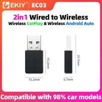 EKIY 2 en 1 adaptador inalámbrico CarPlay inalámbrico Android Auto Dongle AI caja inteligente sistemas inteligentes de coche para coche con CarPlay con cable
