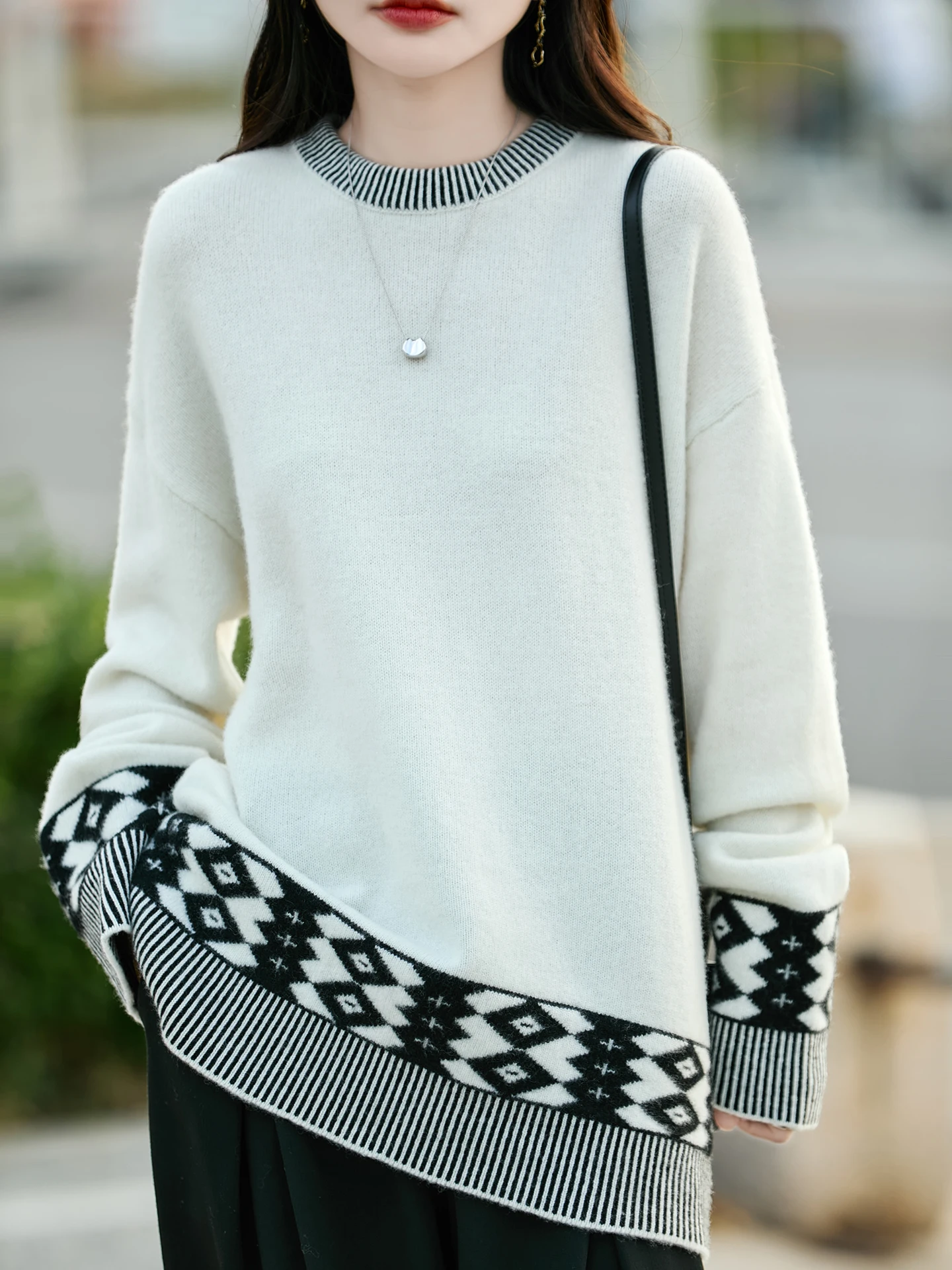 Модный женский роскошный пуловер из 100% мериносовой шерсти, цветная вязаная широкая осенне-зимняя одежда, приятная для кожи, теплая, мягкая