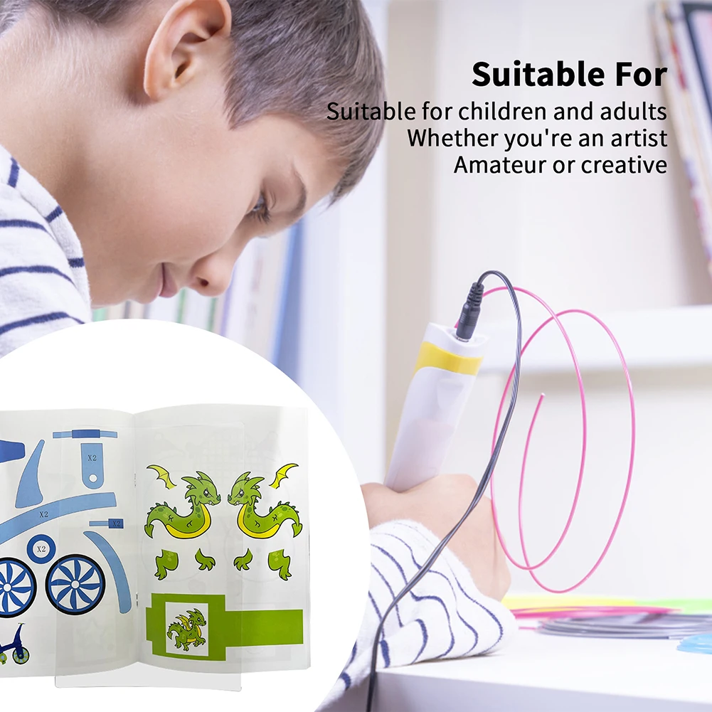 For Children Girls Adults 40 Patterns 3D Pen Template Accessories Stencils DIY Craft PVC Drawing Board Starter Paper Molds