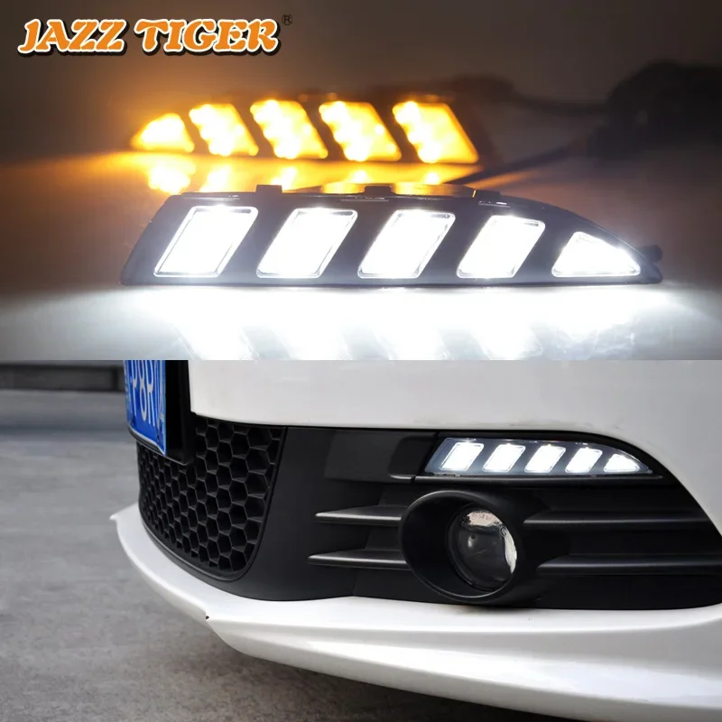 Daytime running lights For Volkswagen Scirocco 2011 - 2015 VW Drl for cars Sequential turn signal auto Led fog lights headlights