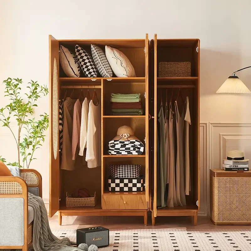 Household Simple Assembly Wardrobe Storage Cabinet Combination Portable Wardrobe Minimal Chest Rattan