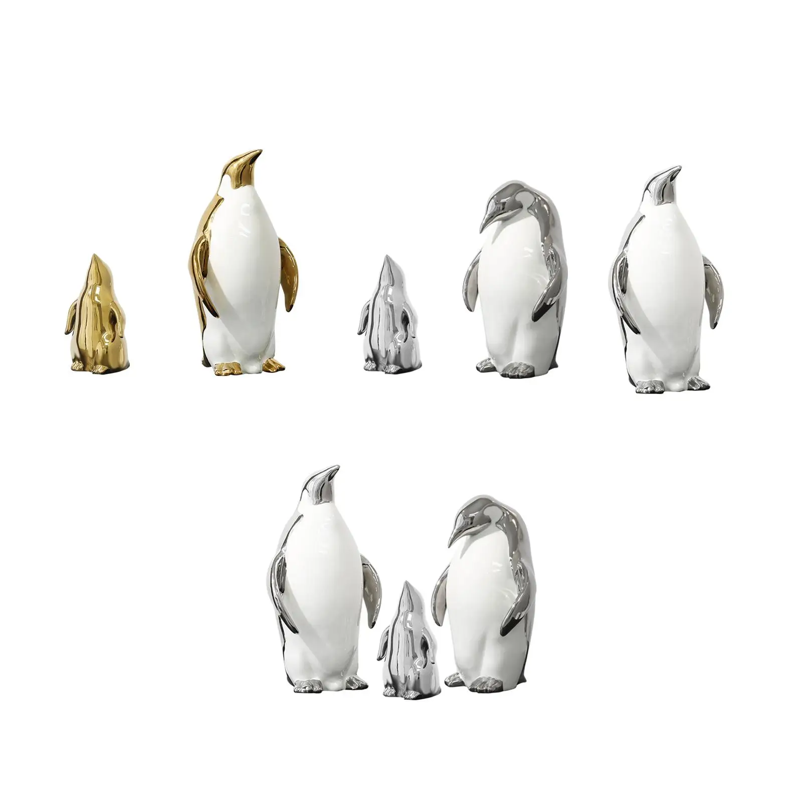 

Penguin Statue Art Works Animal Sculpture for Desktop Bookcase Office