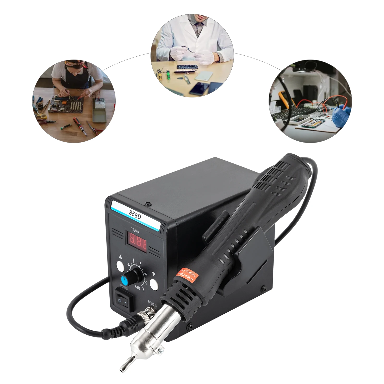 Heteluchtreworkstation, 110V SMD-soldeerstation met heteluchtpistoolset