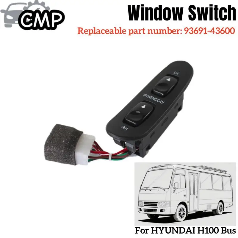 

1pc Power Window Master Switch For HYUNDAI H100 Bus 93691-43600 Q3T1 Bus Electric Window Lifter Control Switch
