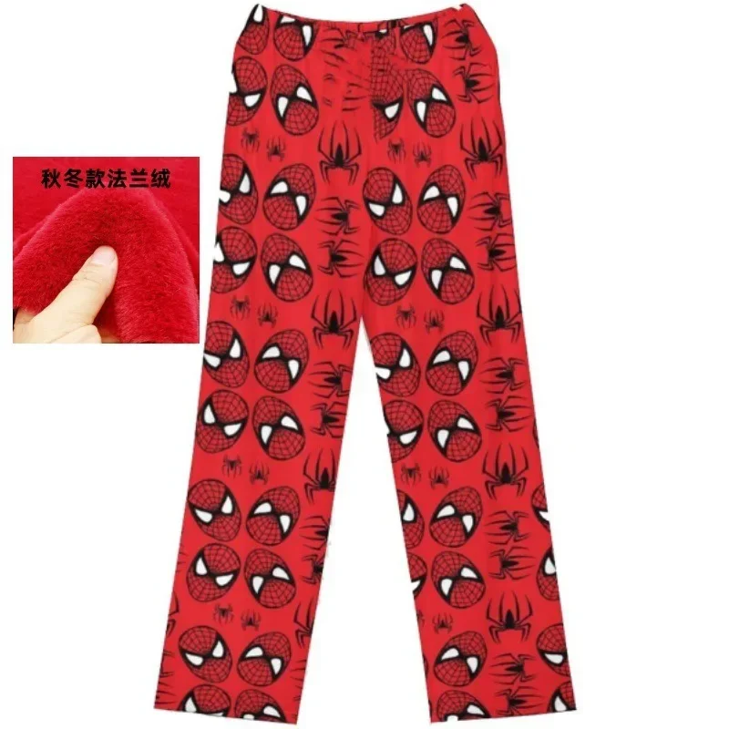 مارفل سبايدر مان الرسوم المتحركة الإبداعية الكرتون زوجين منامة الخريف والشتاء الدافئة بالإضافة إلى المخملية فضفاضة المنزل السراويل الدافئة غير رسمية